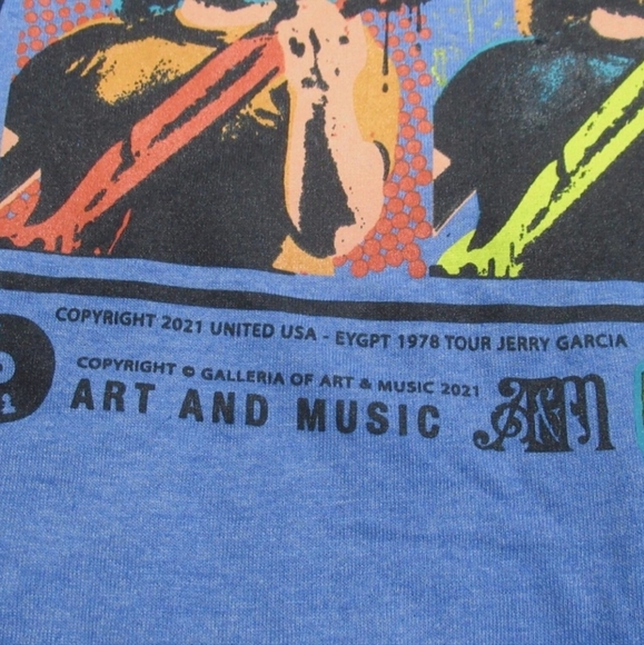 Jerry Garcia + Andy Warhol blue & white ringer tee Small - Picture 4 of 6